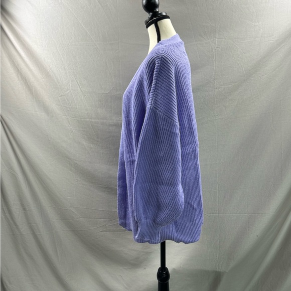 Drop Shoulder Ribbed Knit Duster Cardigan Purple - Picture 8 of 8